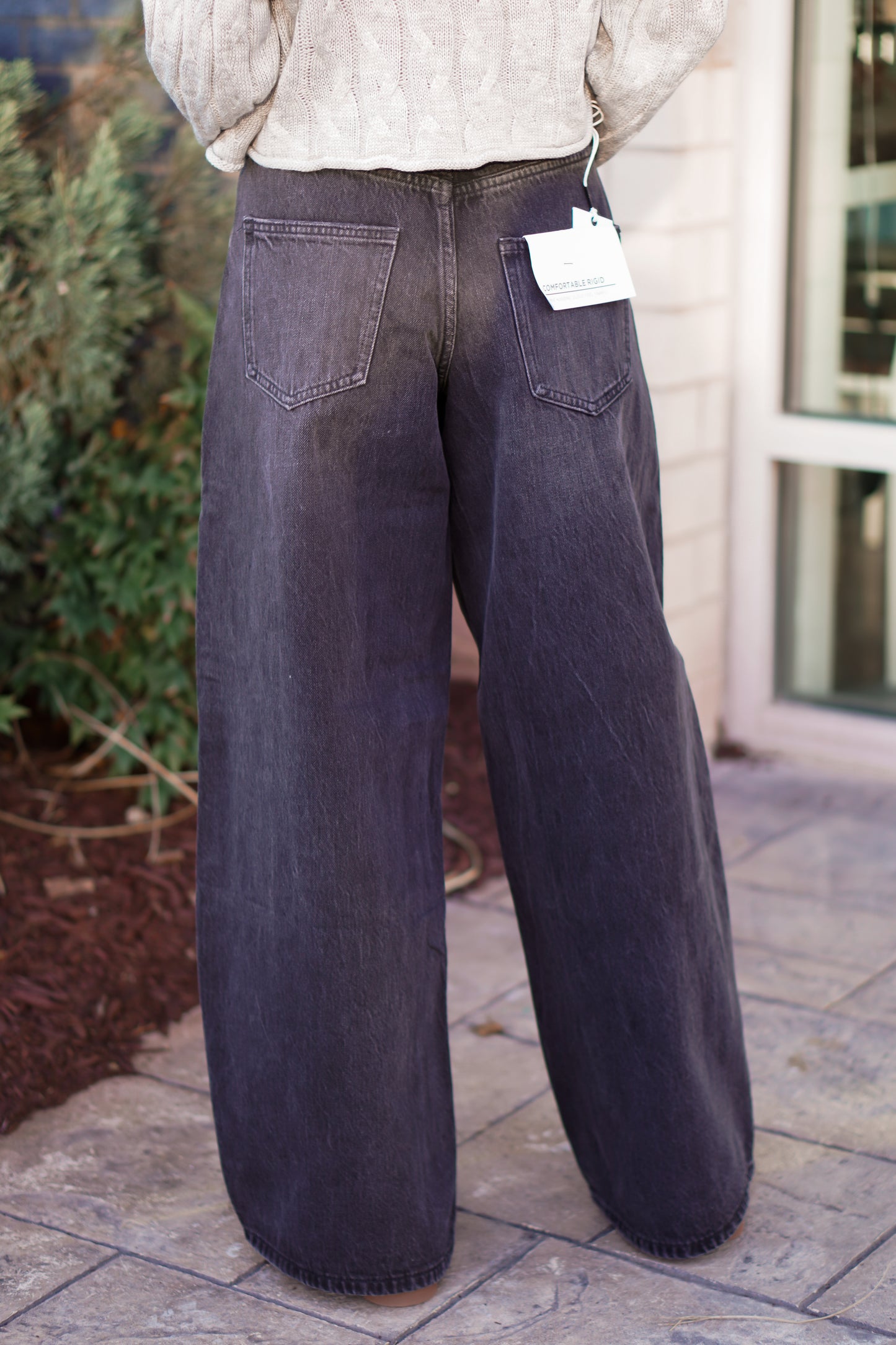 Bayeas Black High Rise Barrel Jeans