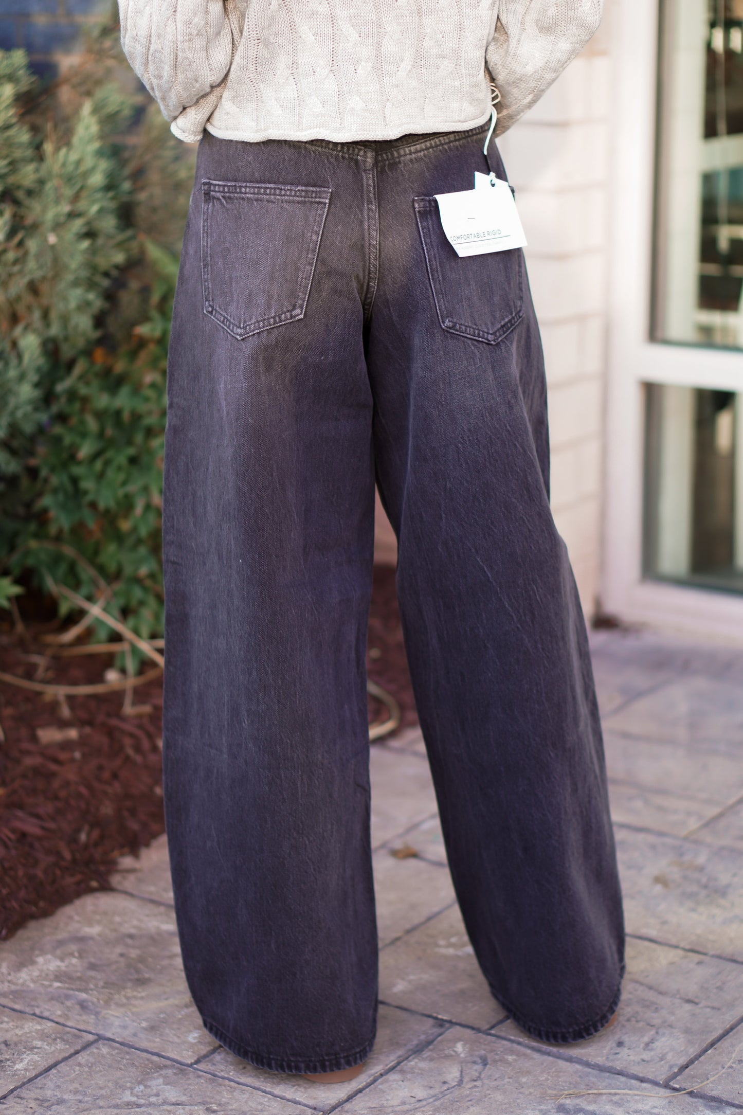 Bayeas Black High Rise Barrel Jeans