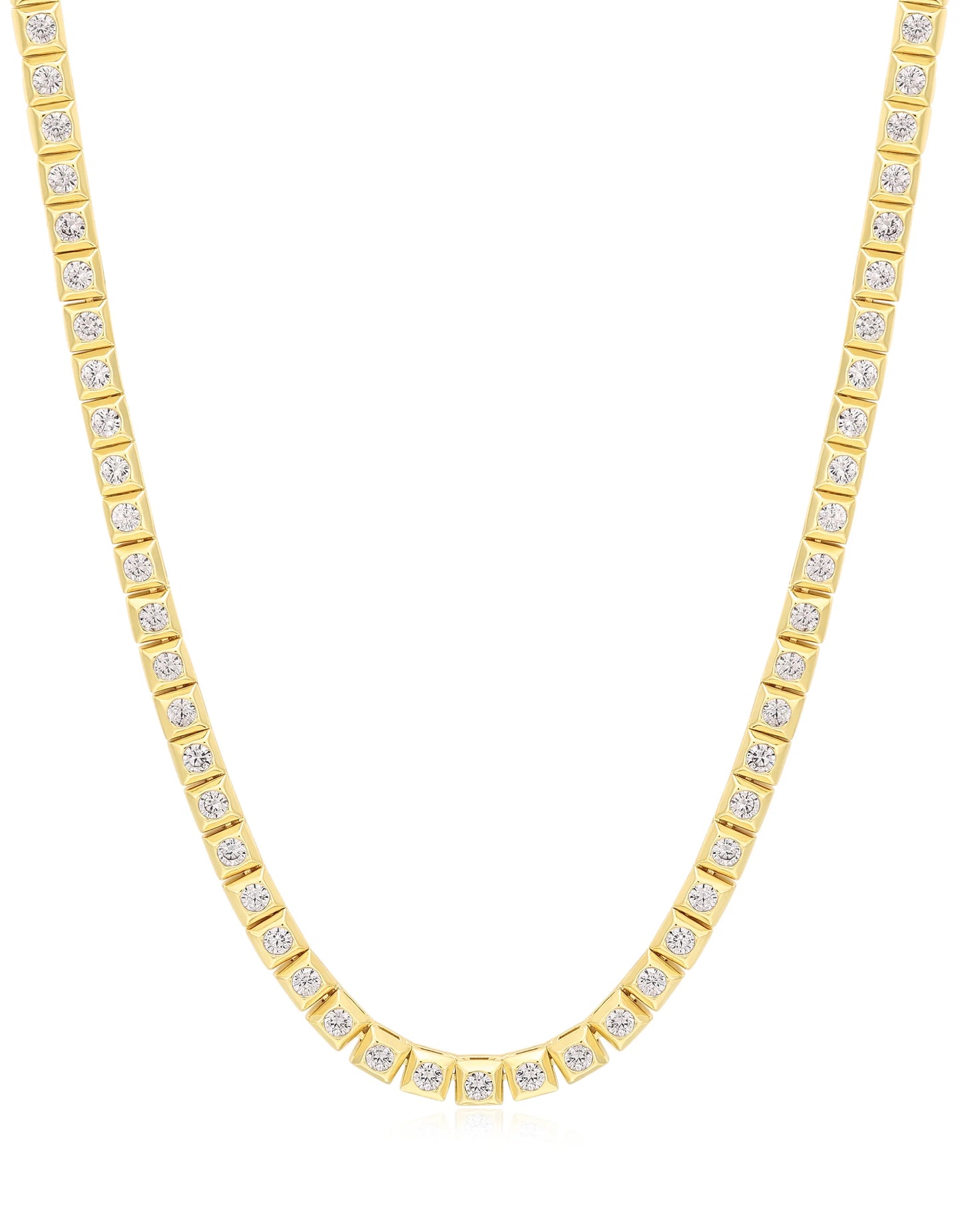 Pyramid Stud Tennis Necklace