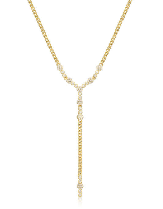 Hex Pave Disc Necklace